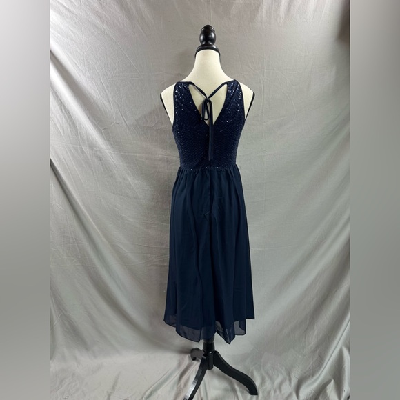 Chiffon Sequin Cami Dress Navy Blue* - Picture 9 of 9
